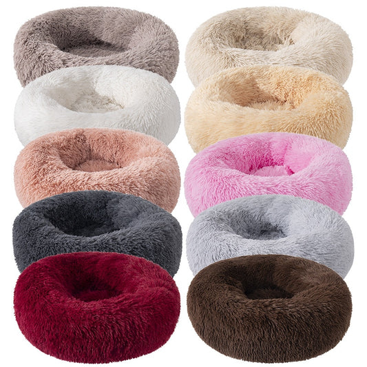 Warm Pet Dog Bed Round Long Plush Cat Cushion Comfortable Donut Dog Kennel Ultra Soft Washable Cat House for Small Large Dog - GOLDEN TOUCH APPARELS WOMEN