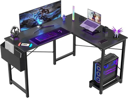 Gaming Desk - Corner Desk PC Table with CPU Stand, Side Bag for Home Office and Dorm - Sturdy Writing Workstation - 50 Inch