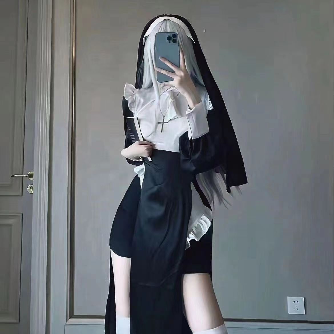 Anime  Sexy Nuns Original Design Cosplay Chowbie Uniform Black Sexy Dress Large Size Halloween Costumes for Women - GOLDEN TOUCH APPARELS WOMEN