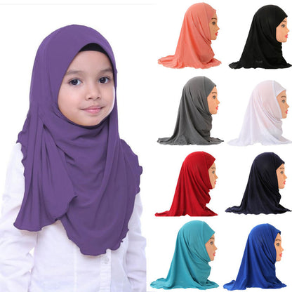 Muslim Girls Kids Hijab Islamic Scarf Shawls Soft and Stretch Material for 2 to 7 years old Girls Wholesale 50cm Children Hijabs - GOLDEN TOUCH APPARELS WOMEN