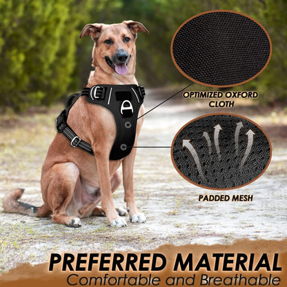 Benepaw No Pull Dog Harness No Choke Easy Control Handle Reflective Pet Harness 2 Leash Clips Adjustable Soft Padded Dog Vest.