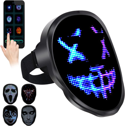 Smart phone Led Mask with Bluetooth Programmable Light up Face Transforming Masks for Halloween