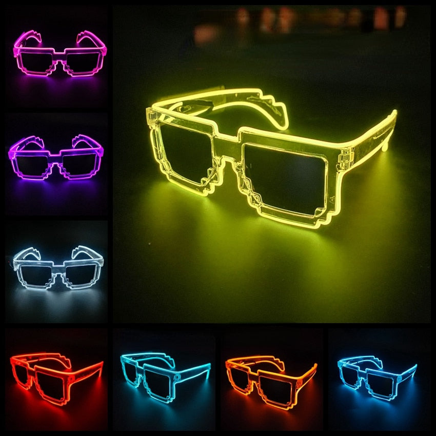 Led Sunglasses for Glow Party Glasses glow in the dark Flashing Mosaic UV400 Eyewear Unisex Gift Toy led luminous glasses очки - GOLDEN TOUCH APPARELS WOMEN