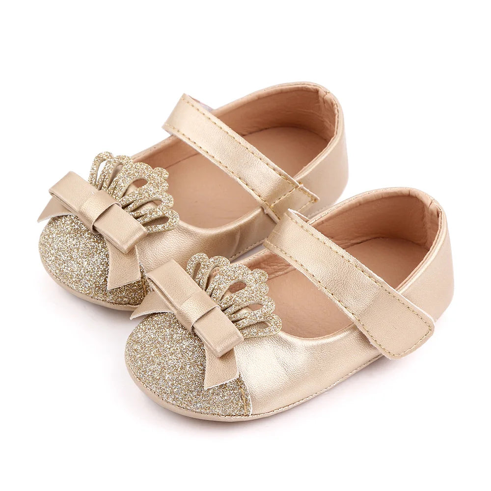 Baby Girl Shoes Cute Crown Soft PU Mary Jane Shoes Anti-slip Sole Spring Summer Sandal for 0-6-12m Baby Girl 2023 New Fashion