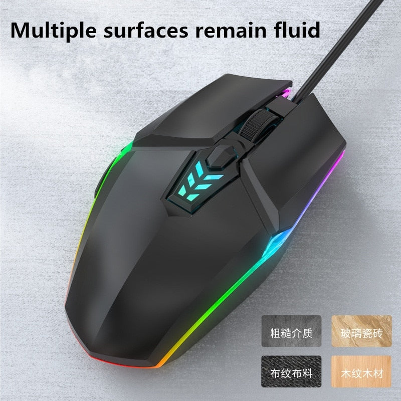 Wired Gaming Mouse 1600 DPI Optical 6 Button USB Mouse With RGB BackLight Mute Mice For Desktop Laptop Computer Gamer Mouse - GOLDEN TOUCH APPARELS WOMEN