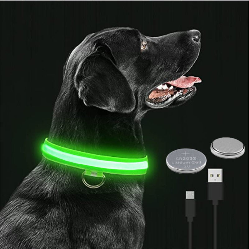 LED Glowing Dog Collar Adjustable Flashing Rechargea Luminous Collar Night Anti-Lost Dog Light HarnessFor Small Dog Pet Products.