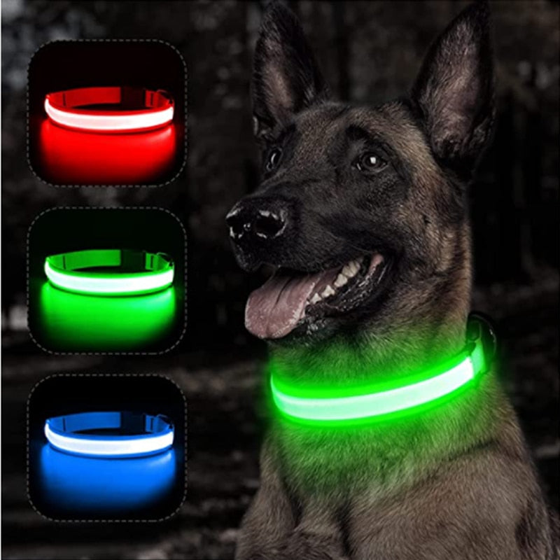 LED Glowing Dog Collar Adjustable Flashing Rechargea Luminous Collar Night Anti-Lost Dog Light HarnessFor Small Dog Pet Products.
