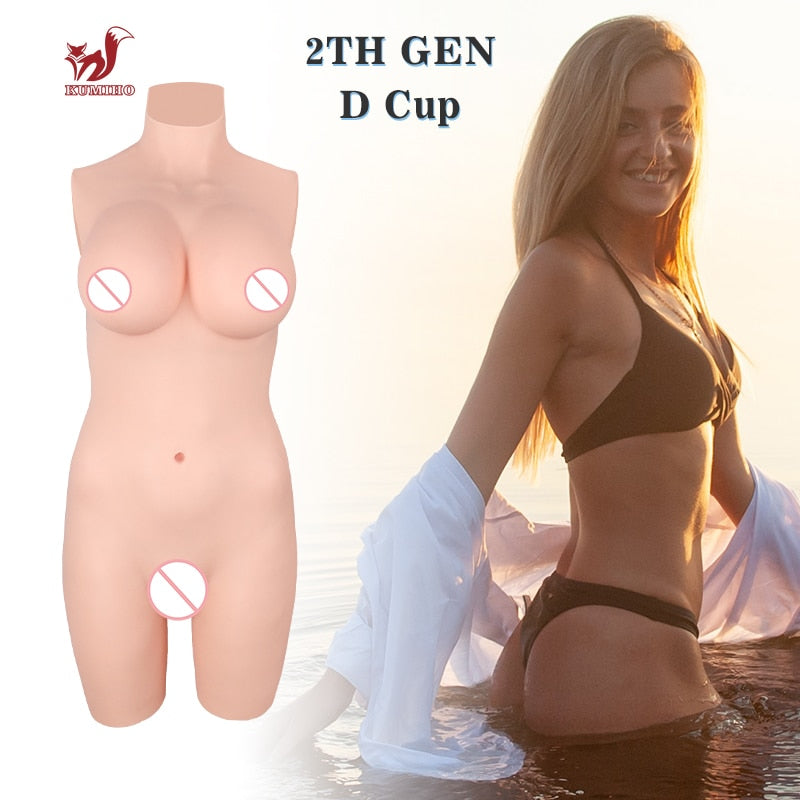 KUMIHO 2TH GEN Silicone Bodysuit D Cup Fake Vagina Breast Form Fake Boobs Silicon Body Transgender Crossdresser Cosplay Shemale.
