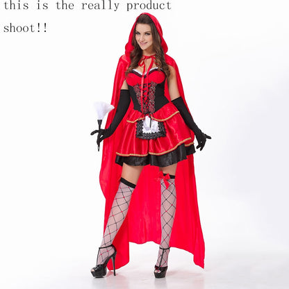 high quality Sexy Little Red Riding Hood Costume Women Halloween Costumes Princess Dress Carnival Cosplay Fancy Dress - GOLDEN TOUCH APPARELS WOMEN