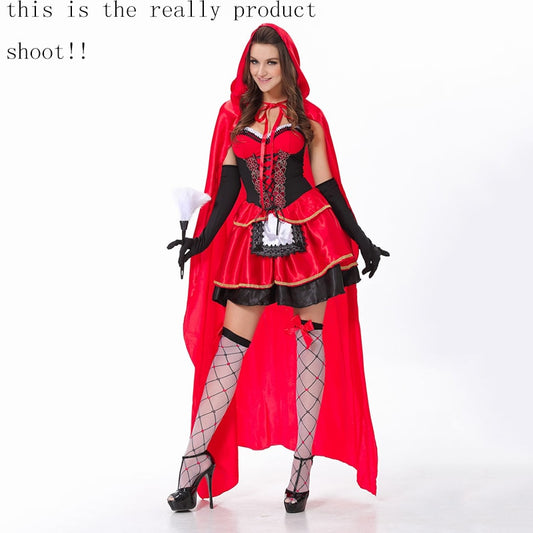 high quality Sexy Little Red Riding Hood Costume Women Halloween Costumes Princess Dress Carnival Cosplay Fancy Dress - GOLDEN TOUCH APPARELS WOMEN