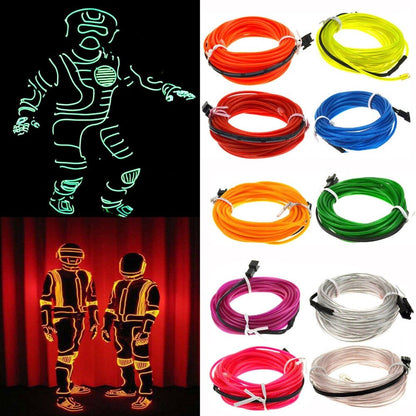 Glow EL Wire Cable LED Neon Christmas Dance Party DIY Costumes Clothing Luminous Car Light Decoration Clothes Ball Rave 4m/2m/5m - GOLDEN TOUCH APPARELS WOMEN