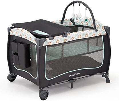 Babe Portable Crib - Multifunctional Baby Nursery Center with , Playpen, Travel Crib, Diaper Changer, and Mattress