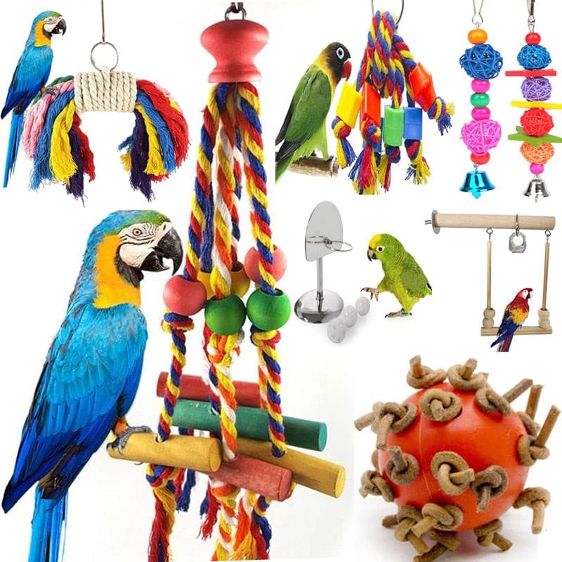 Pet Bird Chewing Toy Cotton Rope Parrot Toy Bite Bridge Bird Tearing Toys Cockatiels Training Hang Swings Birds Cage Supplies.