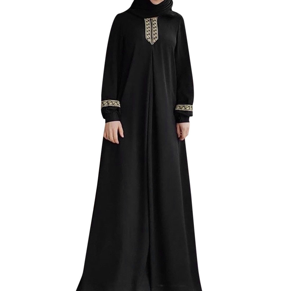 Long Muslim Dress Embroidery Kaftan Plus Size Casual Abaya Dress Jilbab Muslim Clothes Dress Women Musulmane Vestidos Largos - GOLDEN TOUCH APPARELS WOMEN