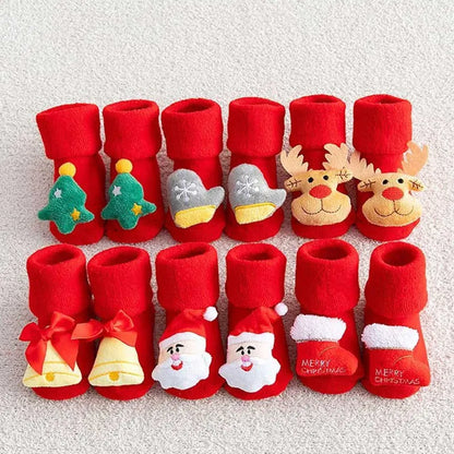 Kids Children's Socks for Girls Boys Non-slip Print Cotton Toddler Baby Christmas Socks for Newborns Infant Short Socks Clothing