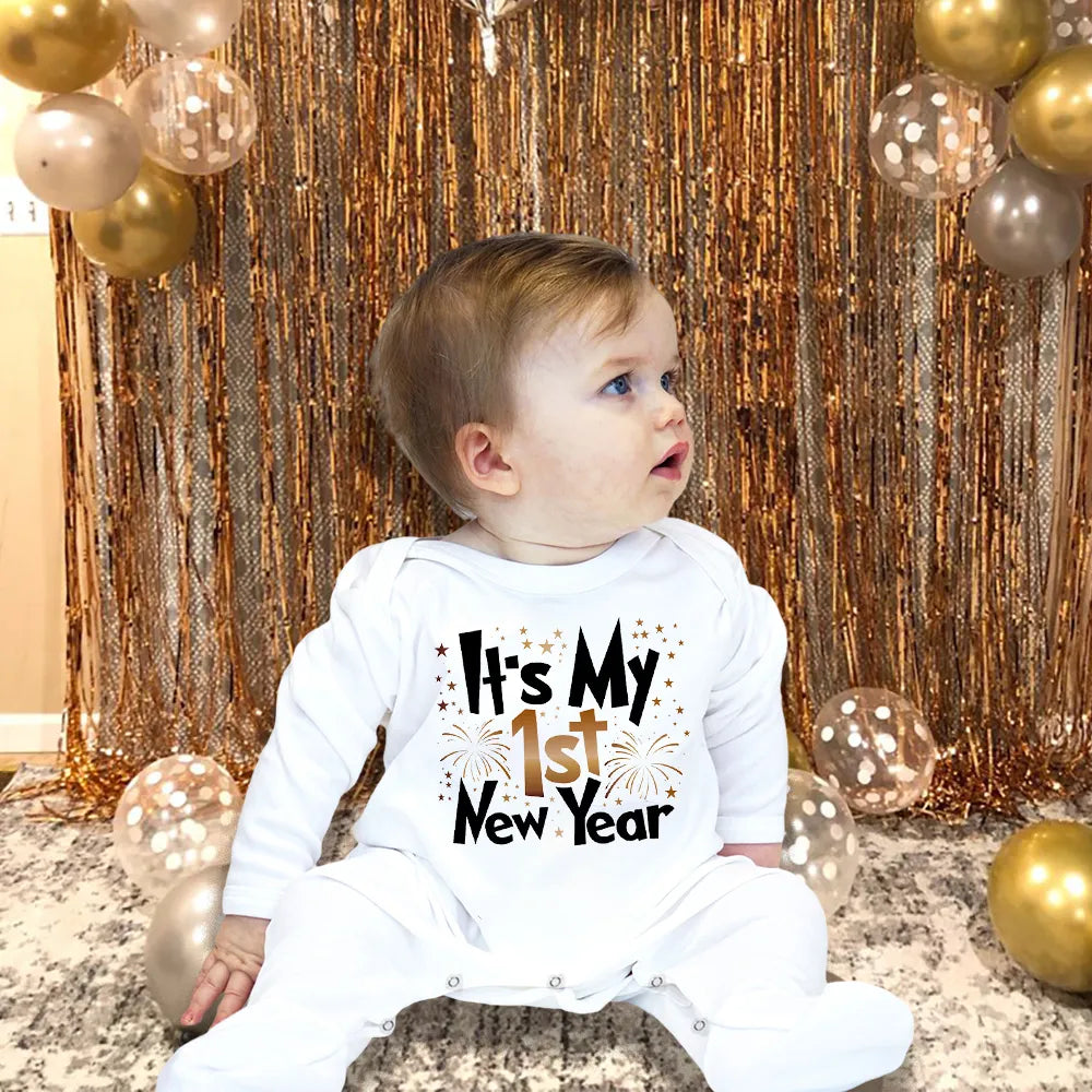 Happy New Year Baby Bodysuit - Newborn Winter Infant Jumpsuit Sleepsuit Romper