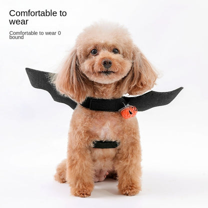 Fashion High Quality Cat Collar Halloween Decorate Dog Accessories Pet Collar Bat Wing Bell Model Transformation Collar for Pet.