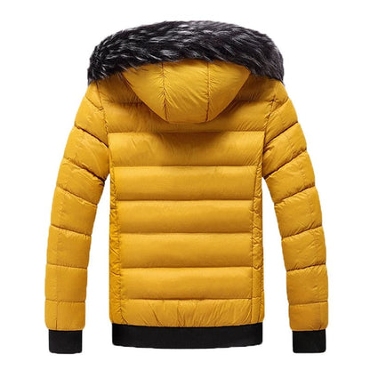 Winter Warm Men Hooded Parkas Jacket Coat Men Fur Collar Thick Fleece Parkas Men Outerwear Wool Windproof Down Jacket Coats Men - GOLDEN TOUCH APPARELS WOMEN