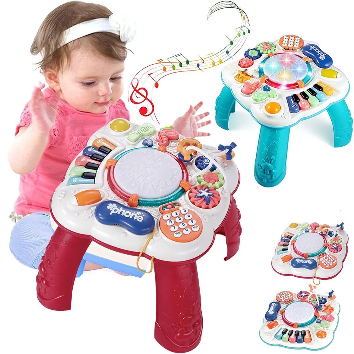 Multi-Functional Baby Activity Table with Musical Educational and Developmental Sensory for Babies