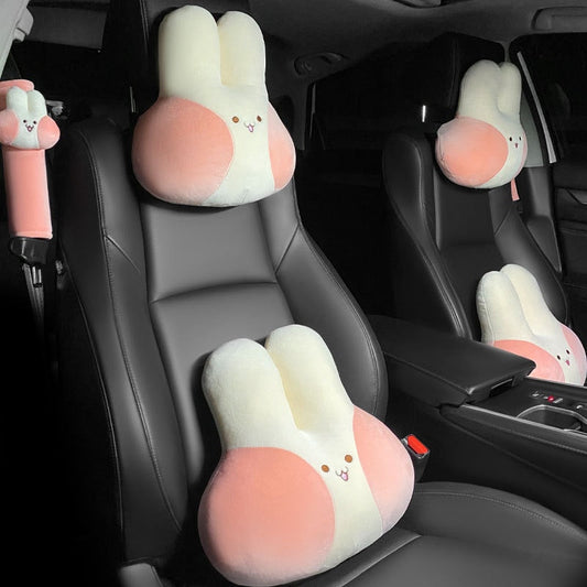 "Adorable Bunny Car Headrest Plush - Comfy Neck Pillow and Lumbar Support - Universal Car Accessory for Enhanced Comfort and Style"