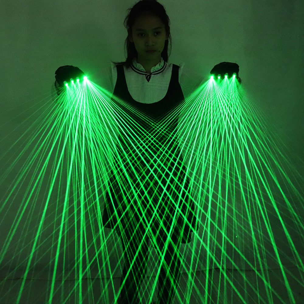 2 in 1 Multi-Line Green Laser Gloves LED Lazer Mitten Ray Gloves Rave LED Flash Finger Palm Light Dress Up LED Robot Suit - GOLDEN TOUCH APPARELS WOMEN