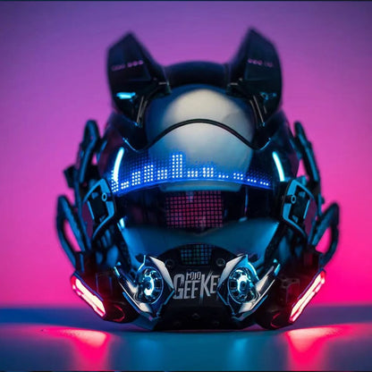 Cyberpunk Mask Techwear Helmet Shinobi Samurai Pipe Dreadlocks Cosplay Special With Led Lightforces Mask Customize The Screen - GOLDEN TOUCH APPARELS WOMEN