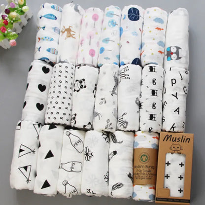 Soft Cotton Muslin Blanket for Newborns - 120x120cm Baby Swaddle and Stroller Cover