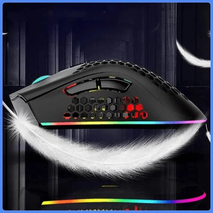 Rechargeable Gaming Mouse - USB 2.4G Wireless - RGB Light - Honeycomb Design - for Desktop PC Computers, Notebooks, Laptops