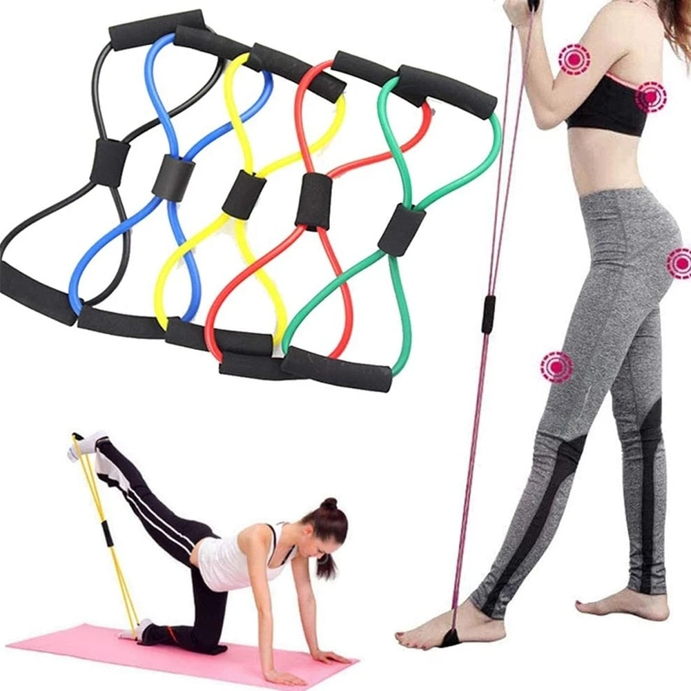 Yoga Resistance Exercise Bands Gym Fitness Equipment Pull Rope 8 Word Chest Expander Elastic Muscle Training Tubing Tension Rope.
