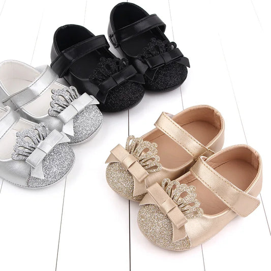 Baby Girl Shoes Cute Crown Soft PU Mary Jane Shoes Anti-slip Sole Spring Summer Sandal for 0-6-12m Baby Girl 2023 New Fashion