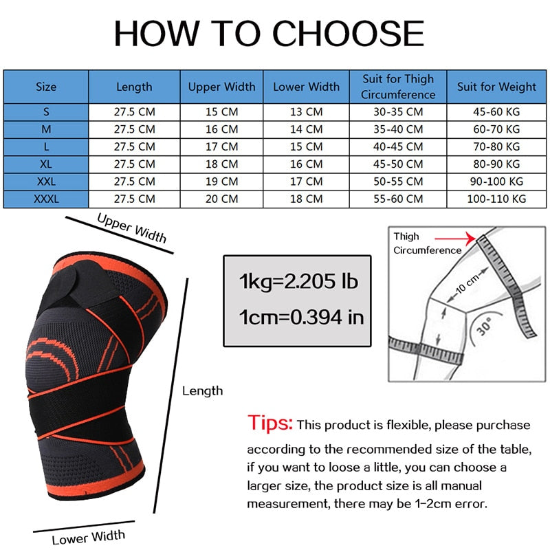 1PC Sports Fitness Knee Pads Men Pressurized Elastic Kneepad Support Bandage Fitness Gear Basketball Volleyball Brace Protector - GOLDEN TOUCH APPARELS WOMEN