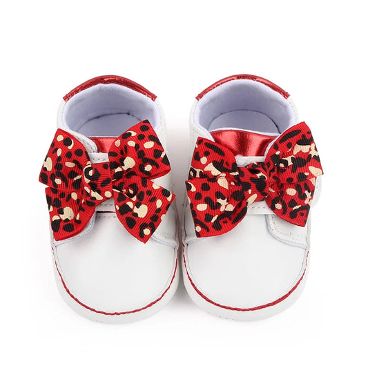 "Cute Bowknot Baby Sneaker with Soft Cotton Sole - 2023 New Arrival Fashionable Girl Shoes for Babies - Size 0-6-12 Months"