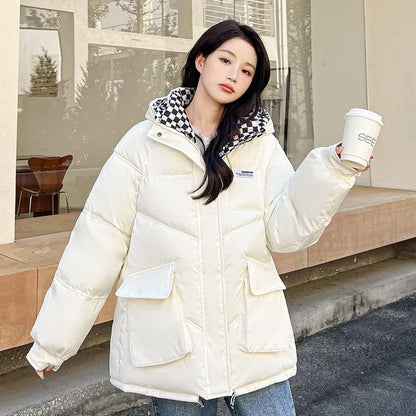 Fashion Glossy Down Cotton Coats Womens Winter Warm Jacket Casual Hooded Puffer Parkas Thicken Warm Cotton-Padded Coats Outwear - GOLDEN TOUCH APPARELS WOMEN