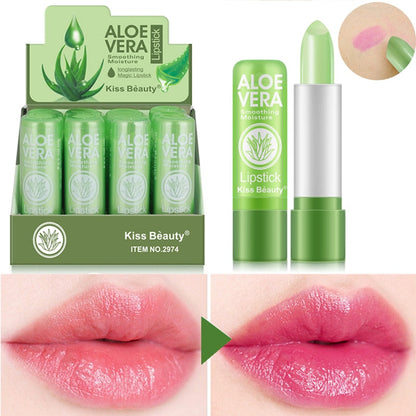 Moisturizing Aloe Vera Lipstick - Unlock Bold and Vibrant Lips with Temperature-Activated Color and Nourishing Ingredients.