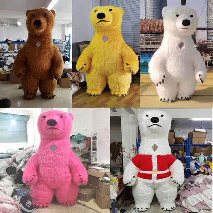 Adult Inflatable Panda Polar Bear Monkey Mascot Costume Cosplay Giant Set Party Plush Set Halloween Costume.