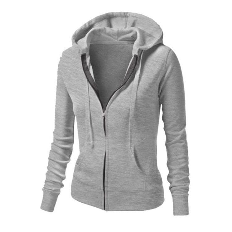 Womens Fashion Simple Drawstring Hooded Coats Women Casual Sport Fitness Hoodie Fleece Sweatshirt Zip Jackets - GOLDEN TOUCH APPARELS WOMEN