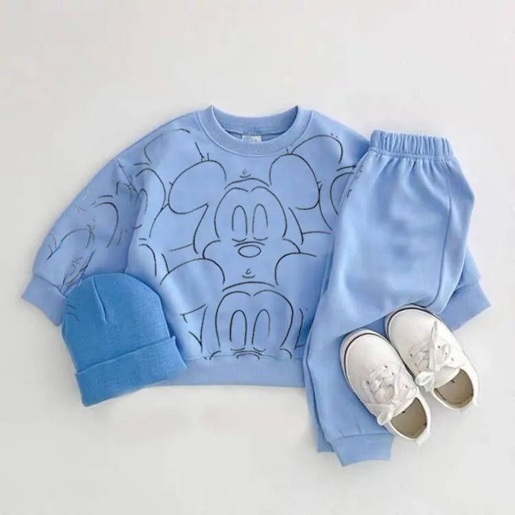 New Designer Cartoon Clothing  Tracksuit Baby Boy Summer Printed Clothes T-shirt+shorts Baby Girl Casual Solid Color Sets